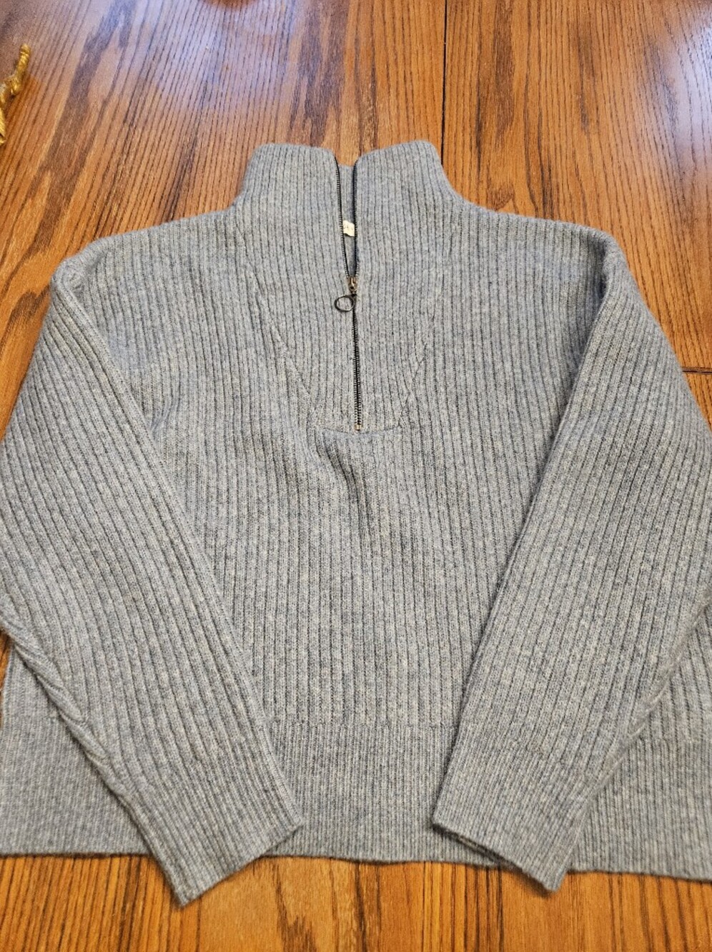Light Blue/Gray Ribbed Half-Zip Sweater